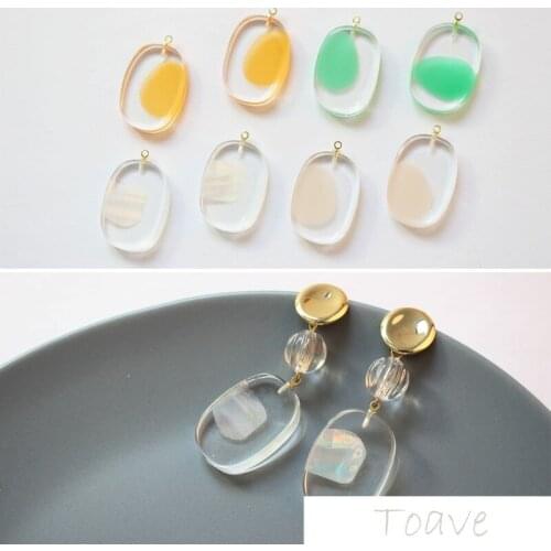 Oval Transparent White Shell Paper Green Color Orange with Cap DIY Ear Stud Material Resin Accessories