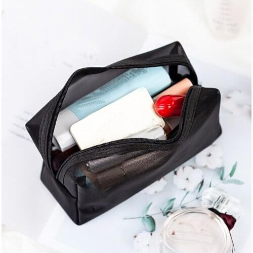 Portable Travel Transparent Mesh Cosmetic Bag Travel Function Makeup Case Make Up Organizer Storage Pouch Toiletry Wash Bag