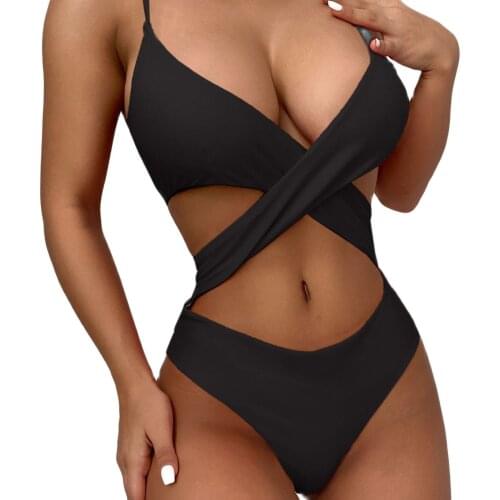 High Waist Luxury Swimwear One Piece Swimsuit Women Sexy Cross Halter Bikini Women 2021 High Quality Bathing Suit Beachwear