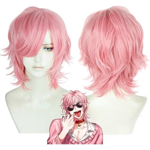Yarichin Bitch Bu Club Ayato Yuri Pink Short Wig Cosplay Costume Heat Resistant Synthetic Hair Carnival Party Wigs