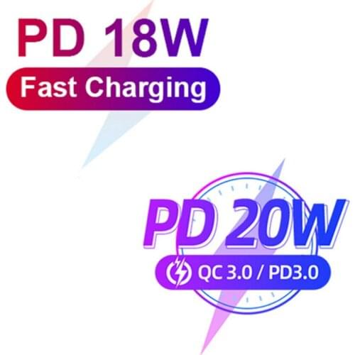 18W 20W EU US UK AU Plug PD Power Adapter USB C Wall Charger for iPhone 11 Samsung Type C to C Fast Charging Cable For Xiaomi LG