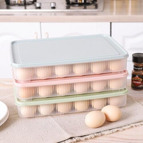 Stackable Refrigerator Egg Storage Containers 24 Grid Egg Tray Kitchen Dustproof Food Storage Box With Lid