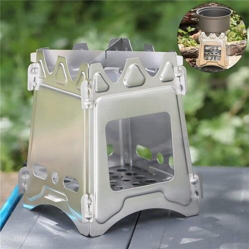 Camping Stove Wood Burning Folding Stove Portable Stainless Steel Lightweight Solidified Alcohol Stove Outdoor Cooking Picnic