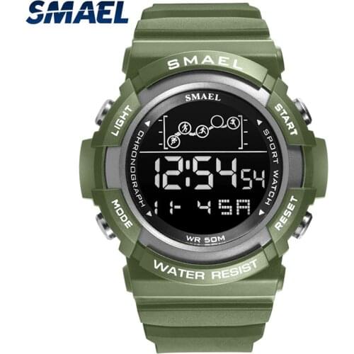 Sport Watch Men Digitak Clock SMAEL Mens Wristwatches LED Alarm Clocks Male Army Green Bracelet 1426 Waterproof Watches Digital