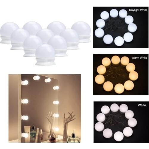 Hollywood Style 10 LED Makeup Mirror Vanity Light 10 Levels Brightness Adjustable lamp USB Charging Port Table Cosmetic Light