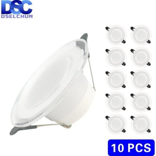 10pcs/lot LED Downlight 6W LED Lamp 220V Spotlight Recessed Round Panel Light 3 Colors Changeable Indoor Lighting Down light