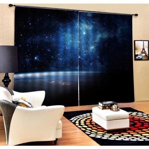 High quality custom 3d curtain fabric dark blue curtains for bedroom living room Blackout curtain