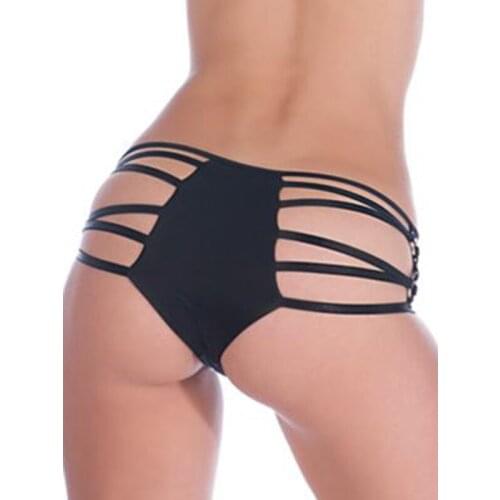 Women Lingerie Wet Look Patent Leather G-string Thong Panties Strappy High Cut Bikini Bottom Underwear Briefs Adjustable