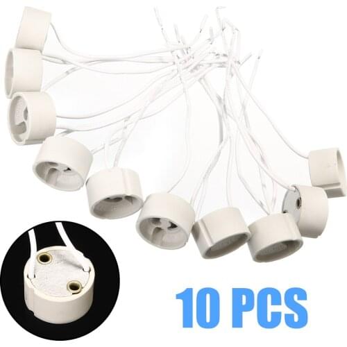 10Pcs Wire Connector Socket GU10 Ceramic Socket Holder Bulb Halogen Lamp Wire Connector Fitting Base Lighting Accessories