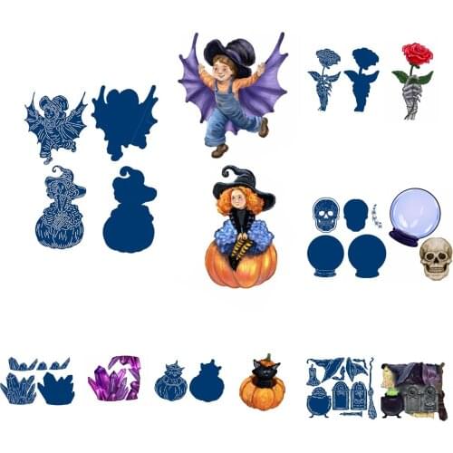 2021 New Arrivals Halloween Metal Cutting Dies 2021 New Diy Molds Scrapbooking Paper Making Skull Spider Rose Die Cuts Crafts