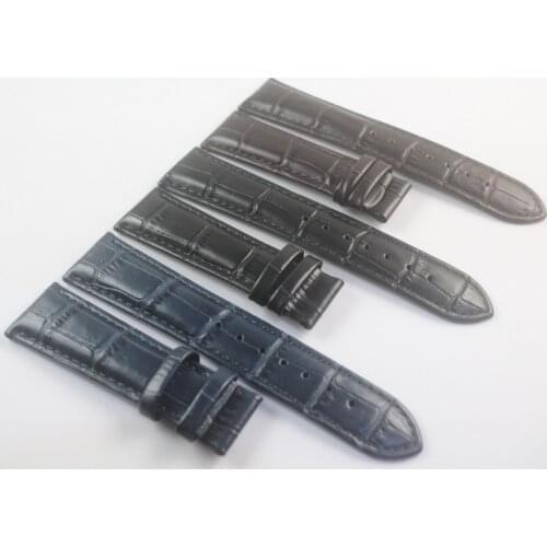 21mm (Buckle18mm) T099407A High Quality Silver Butterfly Buckle + T099 Brown Blue Black Genuine Leather Watch Bands Strap