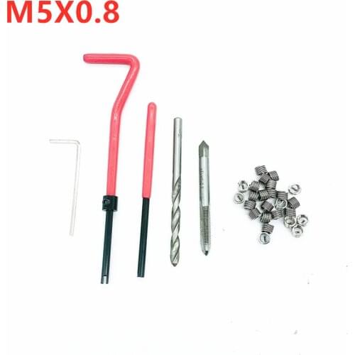 25PCS M5X0.8 Thread Repair Tool Kit for Engine Block Restoring Damaged Threads Spanner Wrench Twist Drill Bit Coarse Crowbar Set