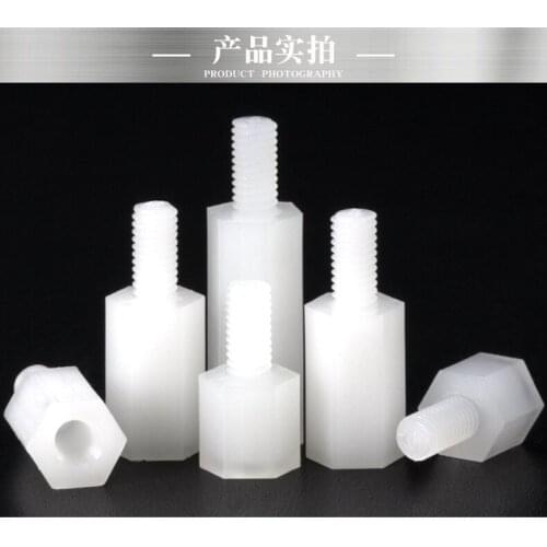 30/20/10Pcs M3*L+6mm Thread white Spacing Screw Plastic For PCB Motherboard Fixed Nylon Standoff Spacer Pillar