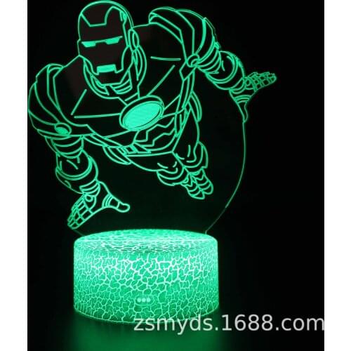 Disney Movie Animation Peripheral Marvel Iron Man Series 3D Table Lamp LED Light Creative Gift Colorful Night Light Children Toy