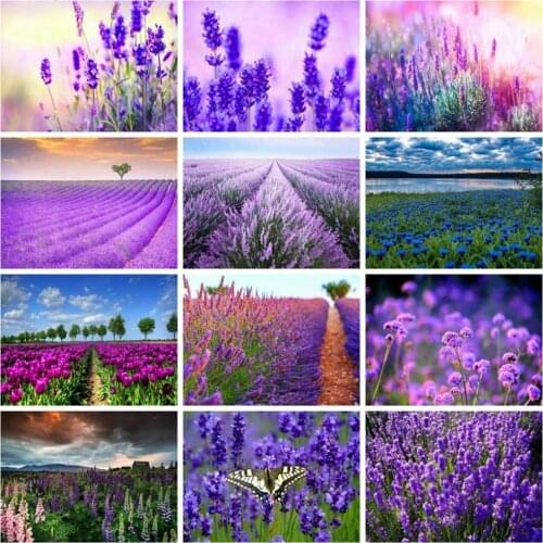 5D DIY Diamond Painting Lavender Flower Embroidery Cross Stitch Floral Scenery Mosaic Home Wall Art Decor Wall Stickers