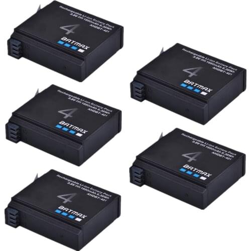 Batmax 5Pc 1860mAh AHDBT-401 Battery for GoPro HERO4 AHDBT 401 GoPro HERO4 sports Action camera