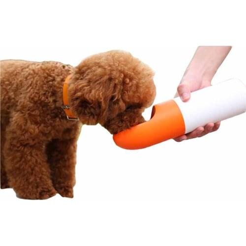 Brijoo Dog Water Bottle Pet Bowls For Puppy Dog Food Dual Purpose Dog Feeder Orange Grey Colors Bottle Portable Feed Troughs