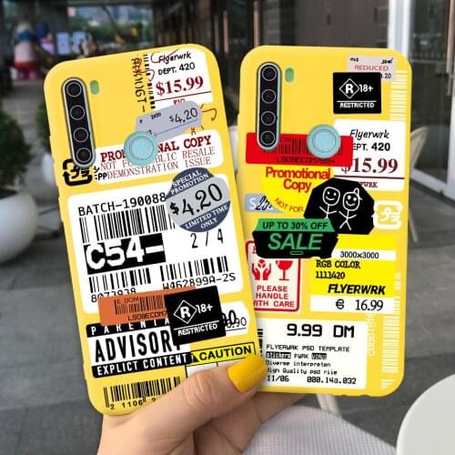 Barcode Label Retro Personality TPU Phone Case for Redmi Note 8 8T 9 S Pro Max Silicone Protective Cover
