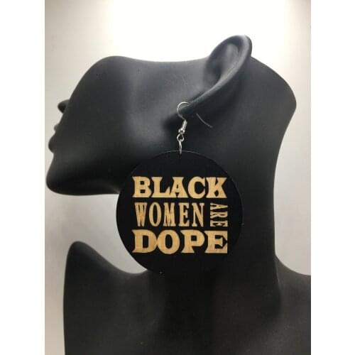 Black Woman Are Wooden Earrings