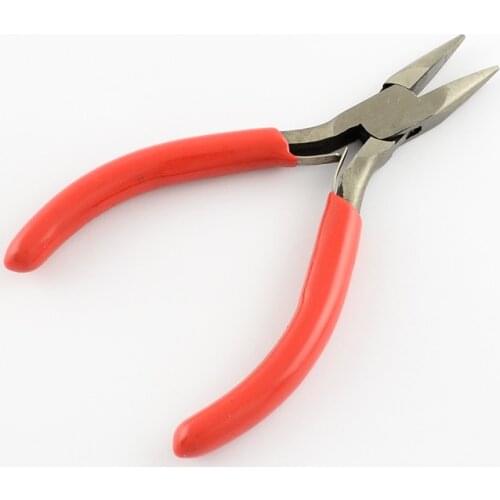 50# Carbon Steel Long Nose Pliers Stainless Steel Color Jewelry Making Tool 134x51x11mm