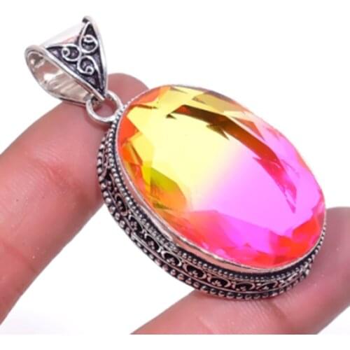 Bi-Color Pendant Silver Overlay over Copper, USA Size 53mm , P6468