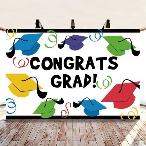 Graduation Season Bachelor Cap Series Background Congrats Grad Party Decoration Photography Studio Photo Digital Backdrop Cloth