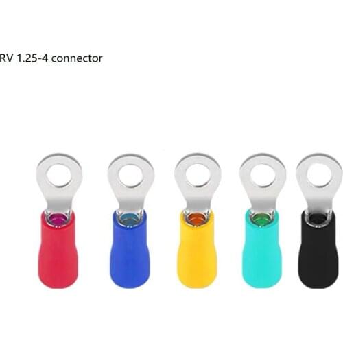 50pcs/Bag RV1.25-4 Insulated Ring Terminal Electrical Wire Crimp Connector AWG 22-16