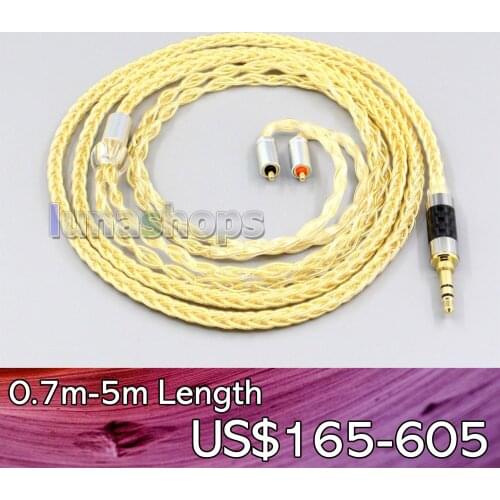LN006481 3.5mm 2.5mm 4.4mm 8 Cores 99.99% Pure Silver + Gold Plated Earphone Cable For UE Live UE6Pro Lighting SUPERBAX IPX