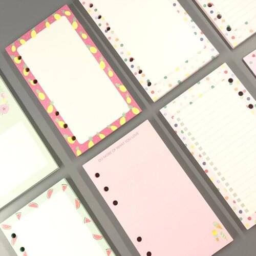 Kawaii A5A6 Notebook Color Paper Refill Spiral Binder Planner Inner Page Monthly Weekly Daily Dotted Line Blank Random Blind box