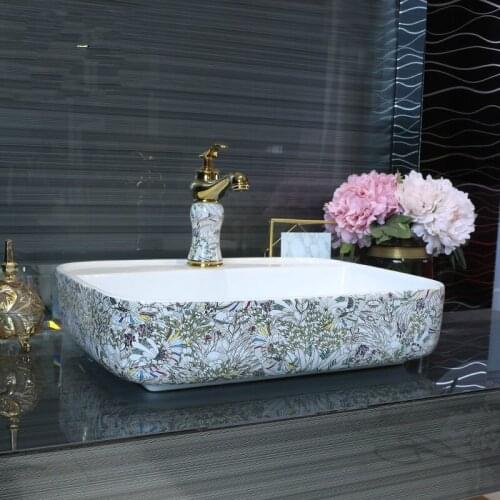 Jingdezhen ceramic sink wash basin Ceramic Counter Top Wash Basin rectangular Bathroom Sinks ceramic wash basin
