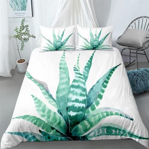 Tropical cactus digital art duvet cover set king queen double full twin single size bed linen set