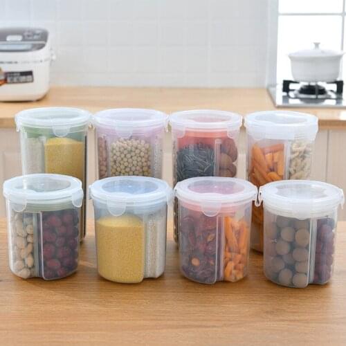 Kitchen grain storage box food preservation storage box plastic compartment airtight tank large transparent compartment
