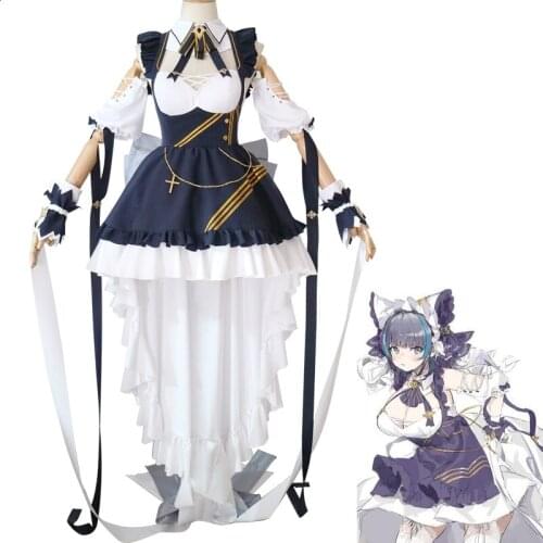 Game Azur Lane Cosplay Costume Women Lolita Maid Dresses Girls Halloween Party Apron Uniform Full Set Uniforms Suits Costumes