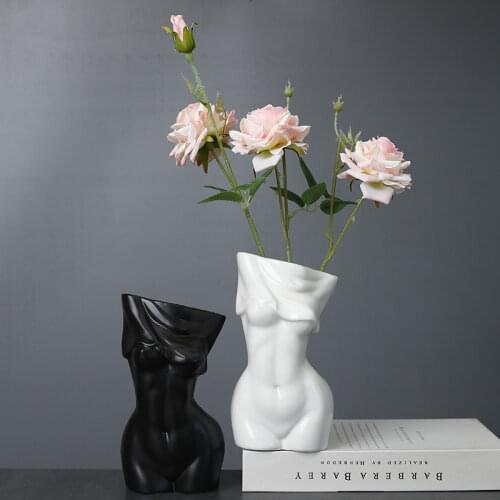 Handmade Matte Ceramic Female Bust Art Vase Human Body Shape Flower Vase Table Craft Ornaments Modern Home Decor Creative Gifts