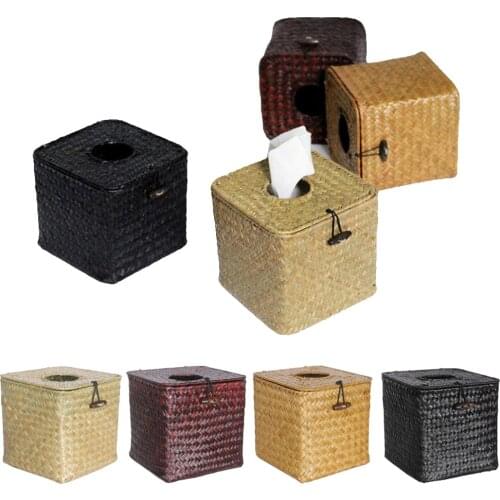 MagiDeal Modern Woven Square Paper Facial Tissue Box Cover Holder for Bathroom Bedroom Office Night Stand Desk Table