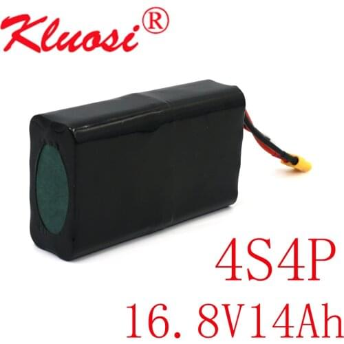 KLUOSI 16.8V Li-ion Battery 14.8V 14Ah 4S4P High Capacity UAV Rechargeable for Various RC Airplane Quadrotor Etc XH2.54-5P XT60