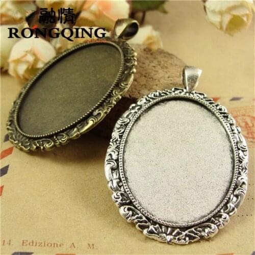 RONGQING 40*30MM 20pcs/lot Waves Retro Necklace Tray Cabochon Base Setting DIY Accessories Wholesale Craft