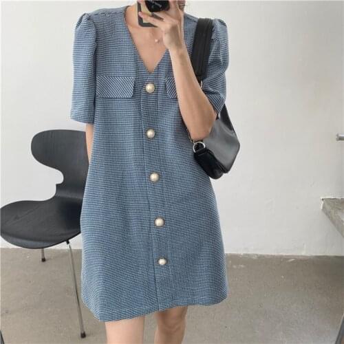 Alien Kitty French Loose New 2021 V-Neck Women Femme Girls Elegant Chic All Match Fashion Mini Dresses Brief Hot Vestidos