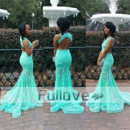Fashion Afric Sky Blue Mermaid Prom Dresses Long 2019 V-Neck Backless Appliques Evening Party Gown Vestido De Festa Caftan