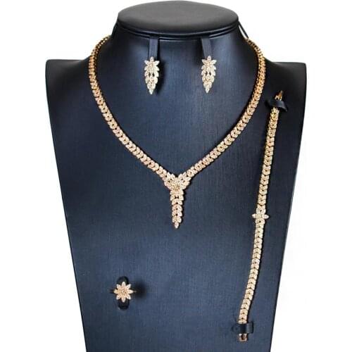 LAN PALACE new plant 5A cubic zirconia Necklace/Earrings/Bracelet/ring 4PCS jewelry sets for party engagement free shipping