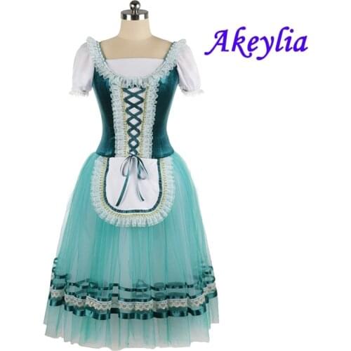 Peacock blue green Giselle Dress for girl Romantic Ballet Tutu red long Professional ballet stage costume Women JNBL168