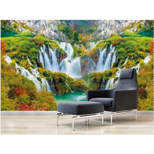 Custom photo 3d wallpaper Mountain scenery running water waterfall living room home decor 3d wall murals wallpaper for walls 3 d