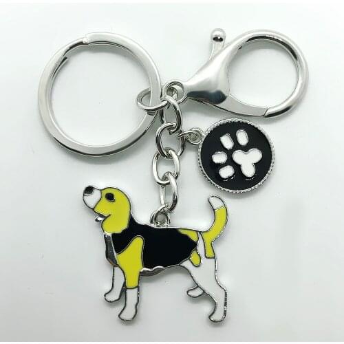 Hot popular enamel metal beagle pendant keychain for handmade pet dog jewelry key holder