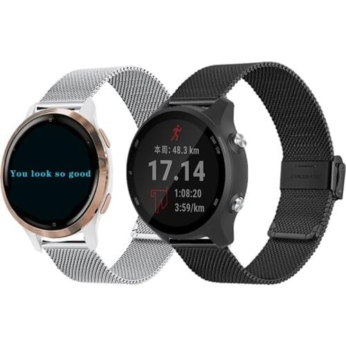 For Garmin 245 Stainless steel Milanese strap Watch Band Sports Strap For Forerunner 245M/645/Vivoactive 3/Venu/Venu SQ Bracelet