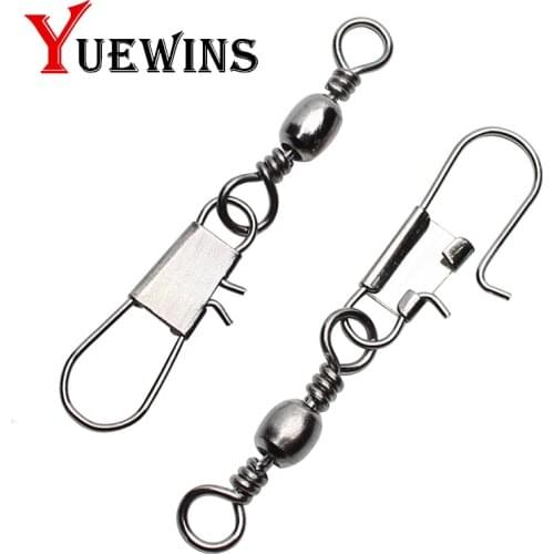 Yuewins 50pcs Swivels Interlock Snap Fishing Lure Tackles Winter Fishing Gear Accessories Connector Copper Swivel QA292