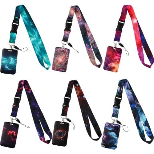 CB1028 Starry Sky Lanyards for Key Neck Strap Lanyard Card ID Holder Gym Key Chain Badge Holder DIY Hanging Rope Art Key Chain
