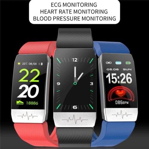 T1S Smart Bracelet Fitness Tracker Body Temperature ECG Heart Rate Monitor Smart Watch Music Control Sport Band T5 for Men Women