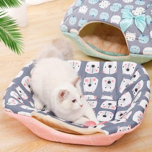 Warm Cat Bed Color Scandinavian Style Pet Bed Small Dog Cat Dual use Variable Pet House Short Plush Round 2 in 1 Cat Bed 557701