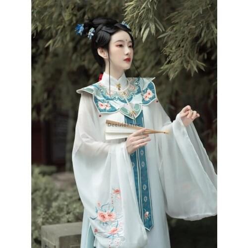2021 female outfits folk dance hanfu women vintage retro fairy chinese traditional clothes traditional folk dance clothes hanfu