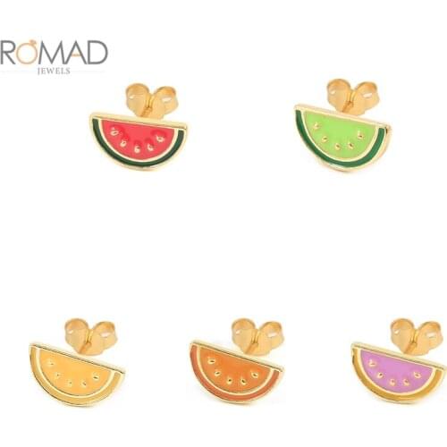 ROMAD 1PCS Pendientes Plata 925 Sterling Silver Color Earrings Cute Watermelon Stud Earrings For Women Jewelry Earring Korean